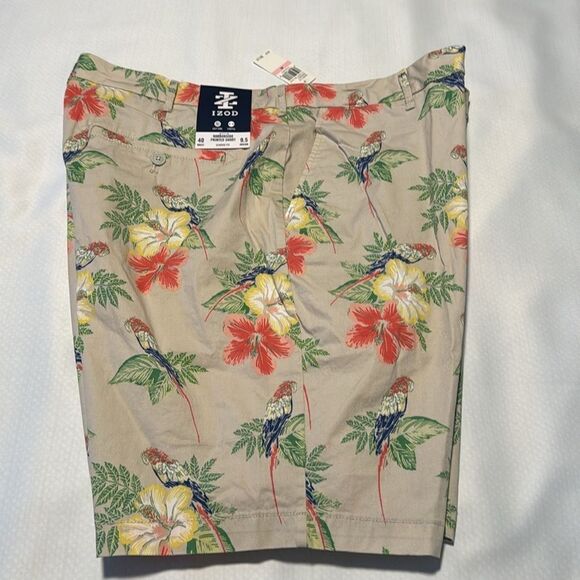 Izod Shorts Mens 40 Tan Floral - Picture 1 of 3